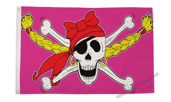 Pirate Girl Skull Flag